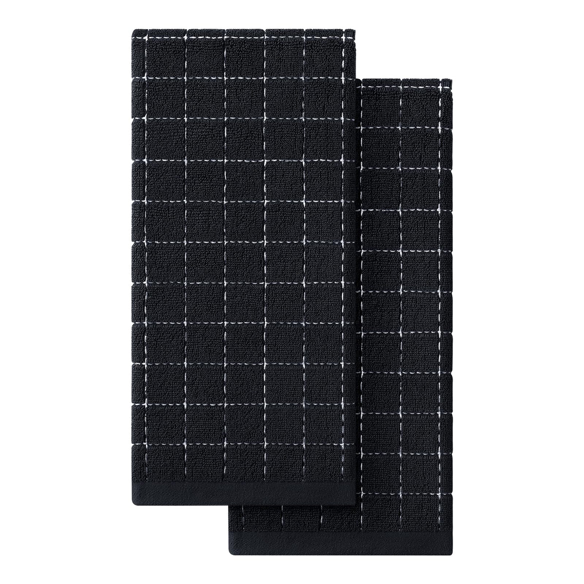 Homaxy 100% Cotton Terry Kitchen Towels, 2 Pack, Black