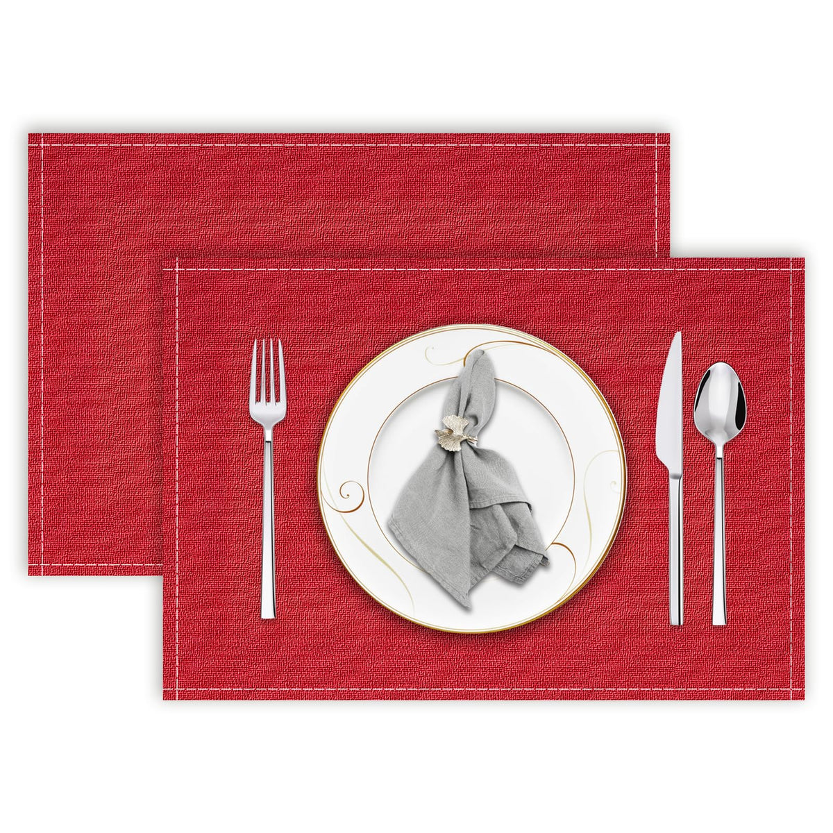 Niviy Placemats, Placemats Set of 4 Washable Place Mats, Green 12" x 18"