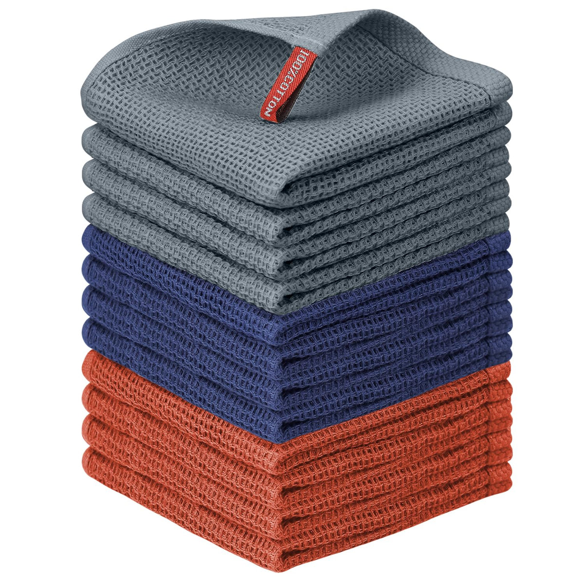 Nialnant 6 Pack Kitchen Towels and Dishcloths Sets,100% Cotton Soft Absorbent Quick Drying Dish Towels for Kitchen,Washing Dishes,12x12 Inches, Multi Color