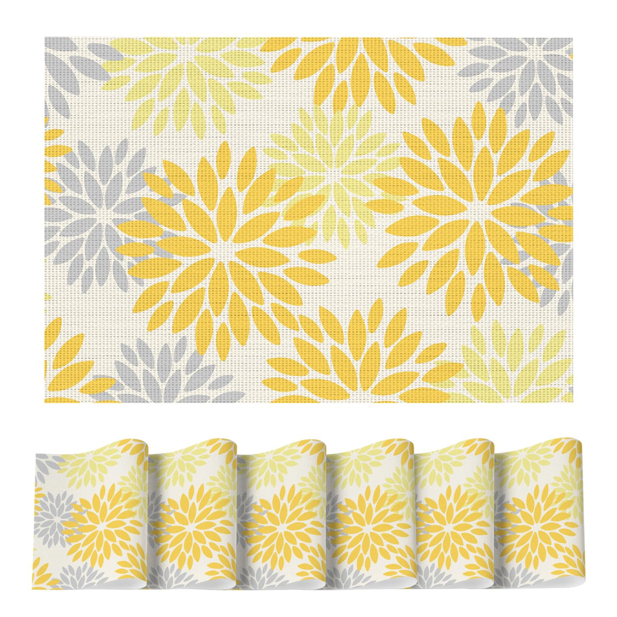 Artoid Mode Floral Vinyl Placemats Set of 4, 12x18 Inch Thanksgiving Washable Non-Slip Plastic Vinyl Place Mats for Party Kitchen Dining Decor, Olive Green