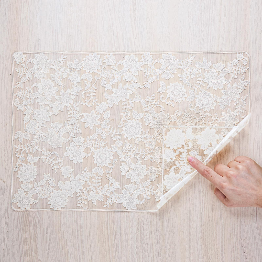 Gold Rectangle Placemats Set of 6 Daisy Vinyl Place Mats for Dining Tables