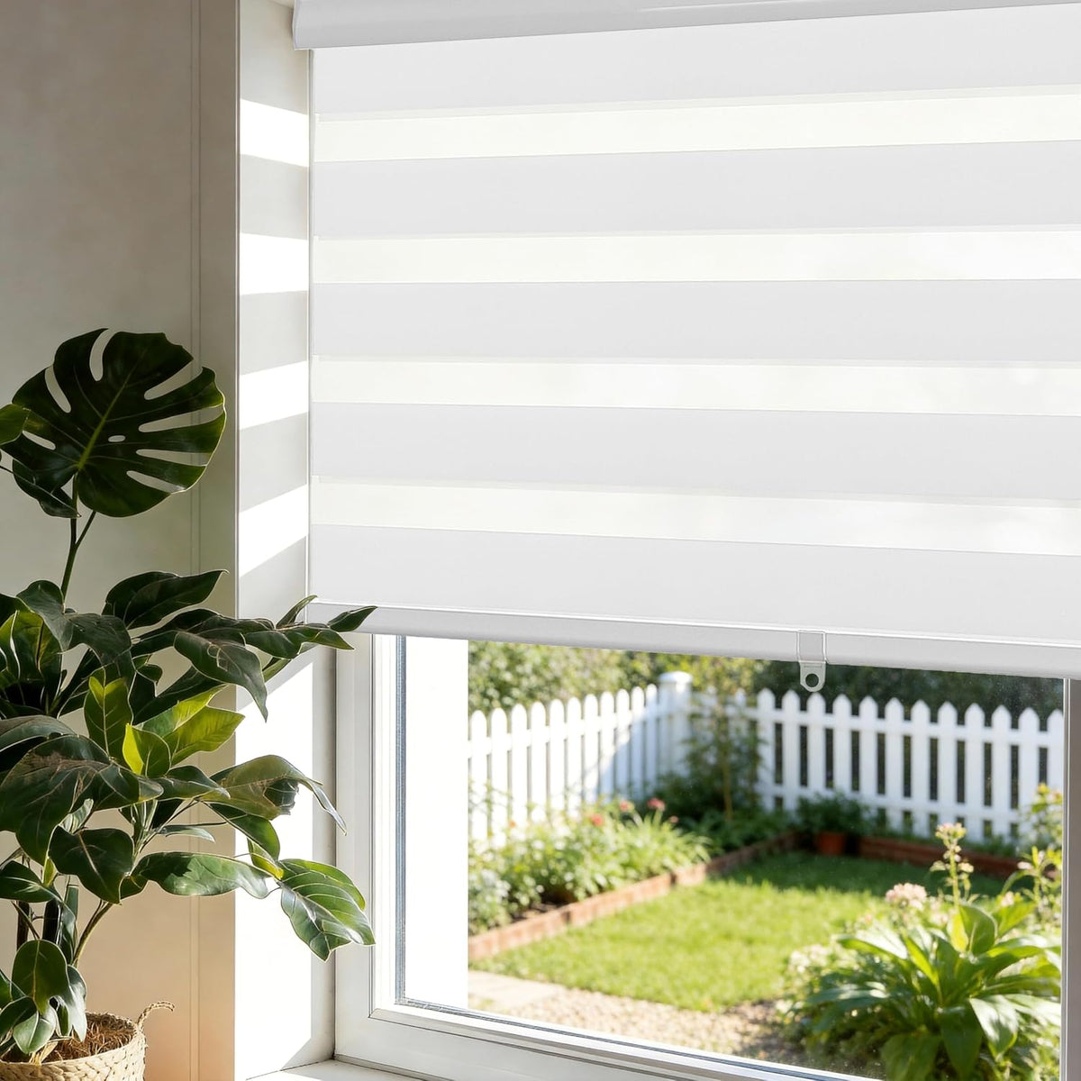 Cordless Zebra Blinds Window Blind Zebra Shade Blinds for Windows Roller Sheer Shades Privacy Light Filtering Shades for Home Kitchen Bathroom (Width 21'' X Height 72'' White)