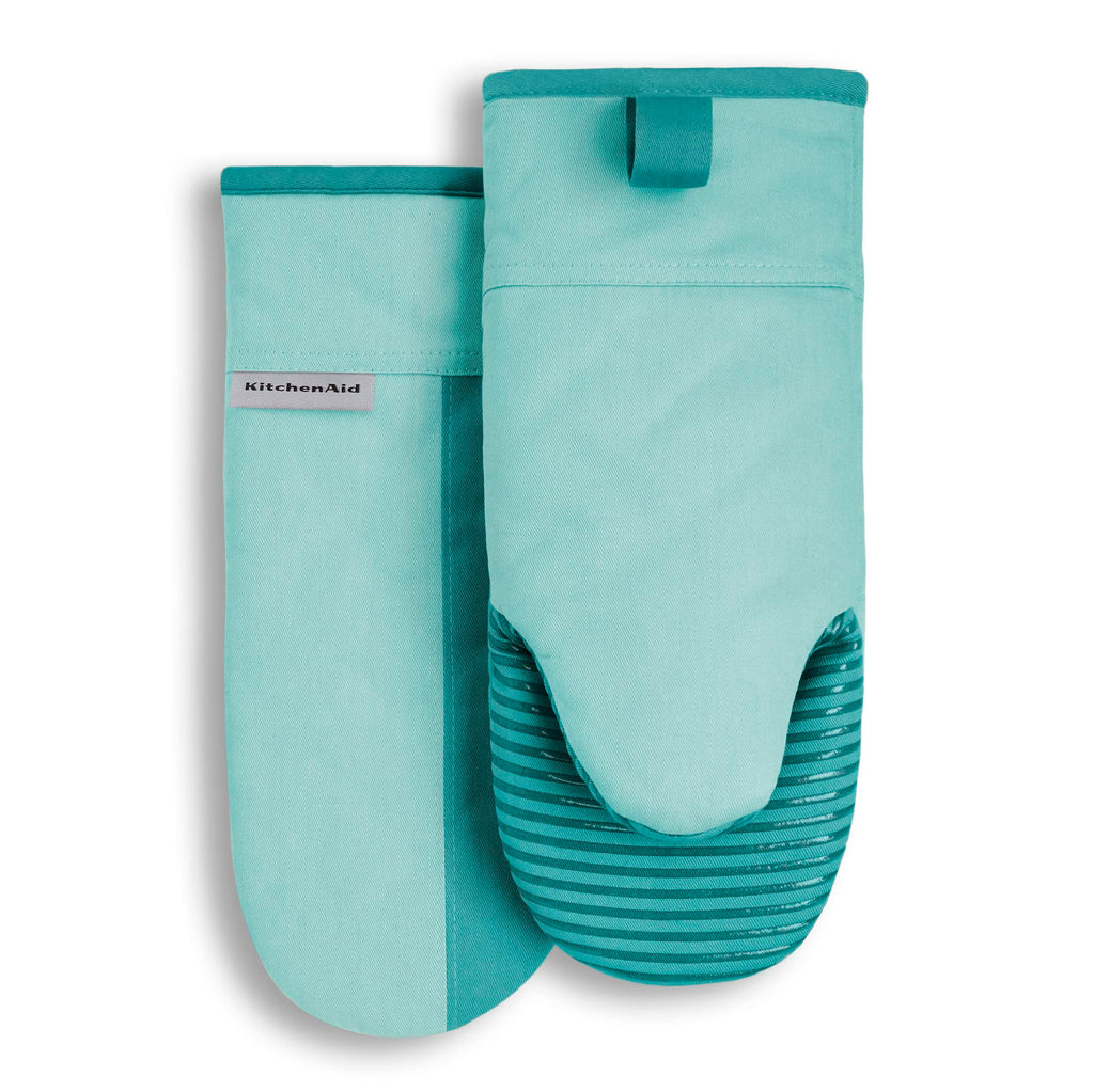 KitchenAid Beacon Two-Tone Non-Slip Oven Mitt Set, Milkshake Tan/Beige, 5.75"x13", 2 Piece