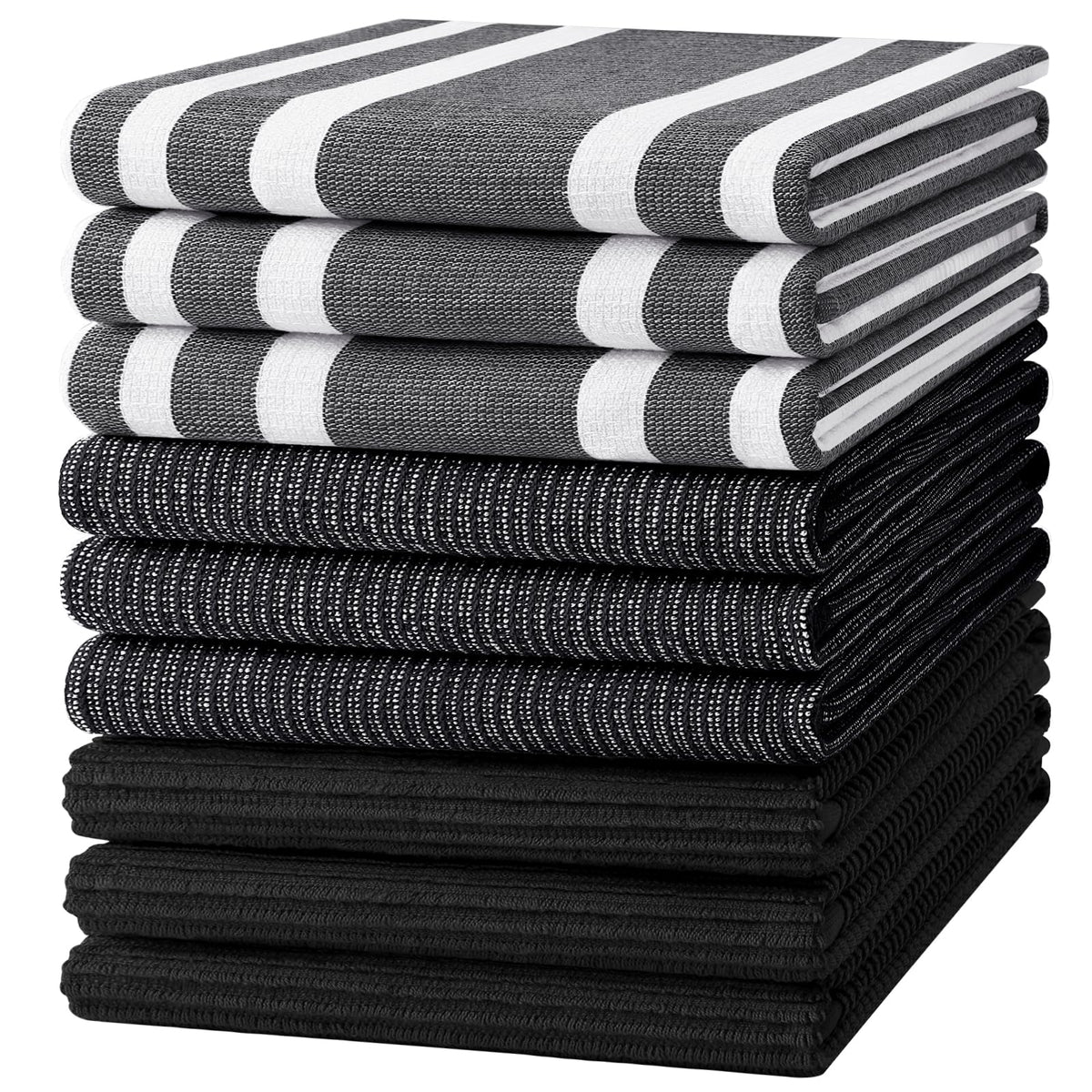 Homaxy Cotton 380 GSM Premium Kitchen Towels, 18"x 28", 6 Pack, Khaki