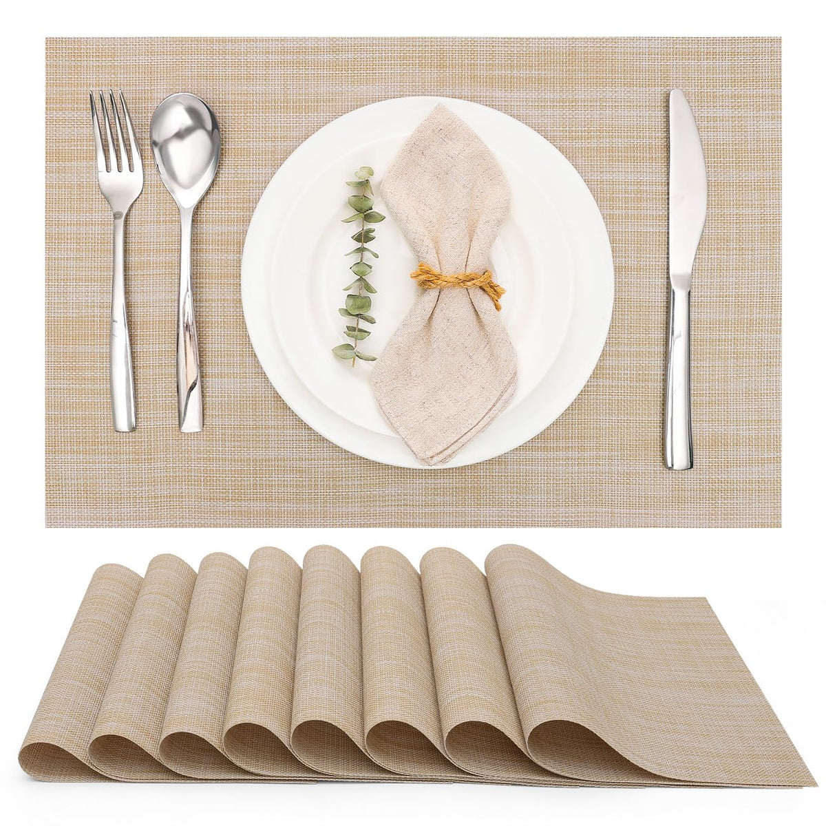 Myir JUN Black Placemats Set of 8 Kitchen and Dining Table Placemats