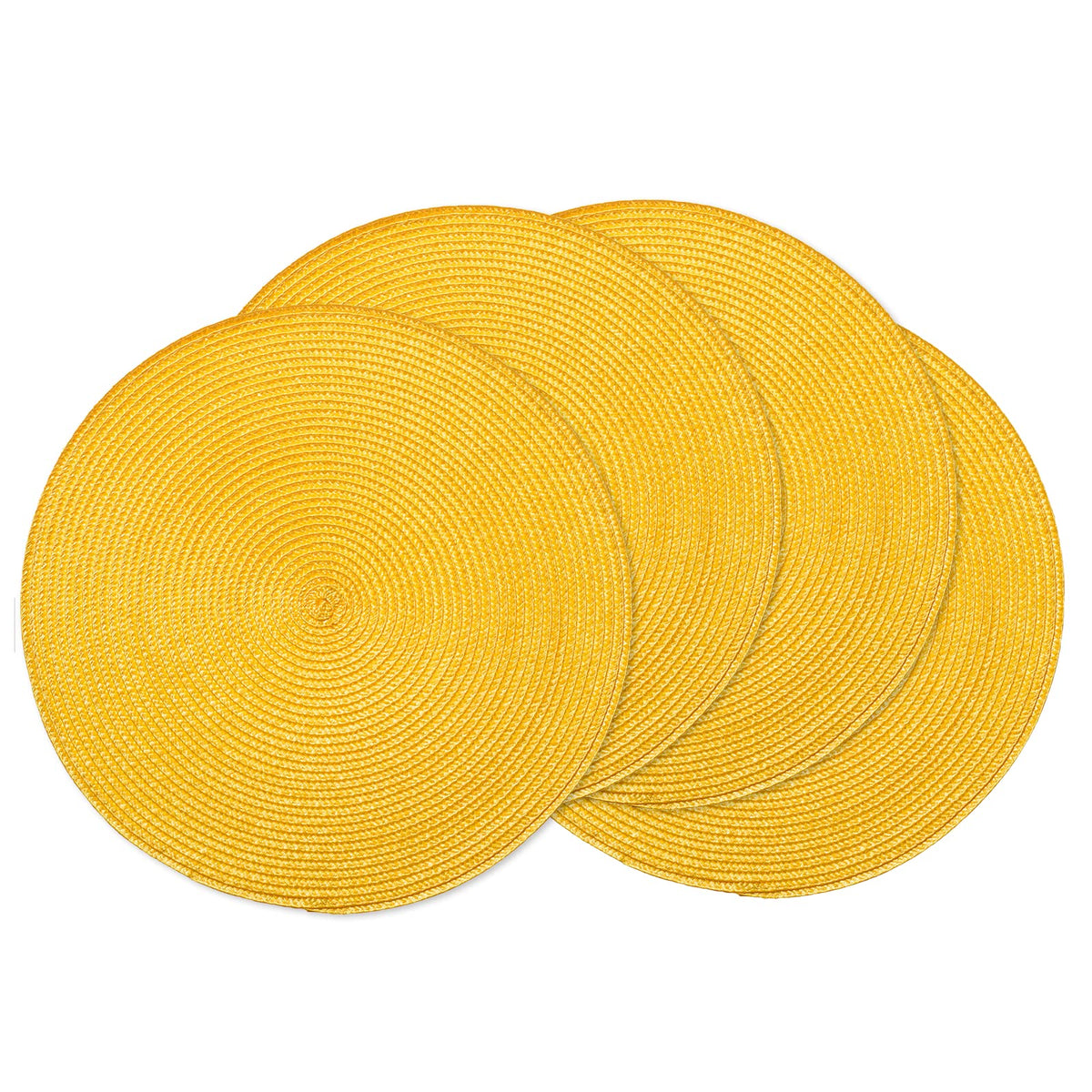 AHHFSMEI Round Placemats Set of 6 Heat Resistant Washable Non-Slip Woven Braided Table Mats for Dining Table Kitchen & Home Decor (Black)