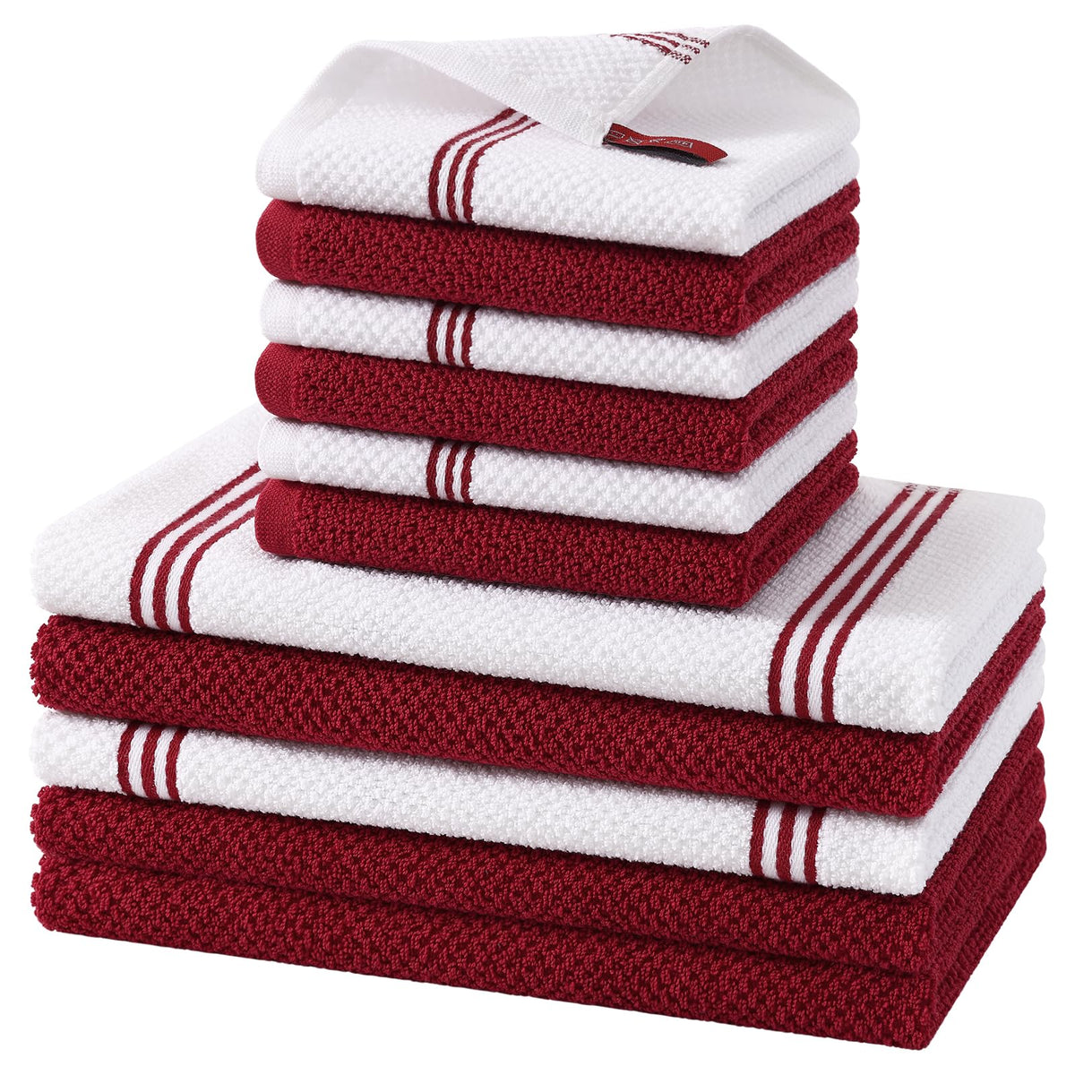 Homaxy Dual Design Kitchen Towels and Dishcloths Set, 8 Pack, Dark Grey