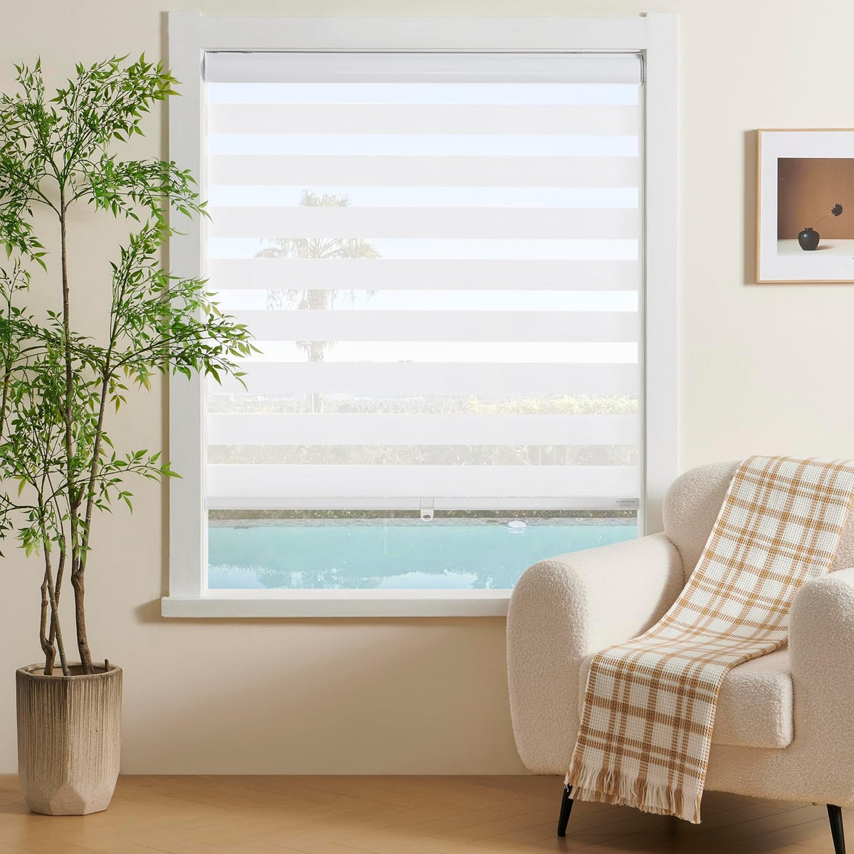 Cordless Zebra Blinds Window Blind Zebra Shade Blinds for Windows Roller Sheer Shades Privacy Light Filtering Shades for Home Kitchen Bathroom (Width 21'' X Height 72'' White)