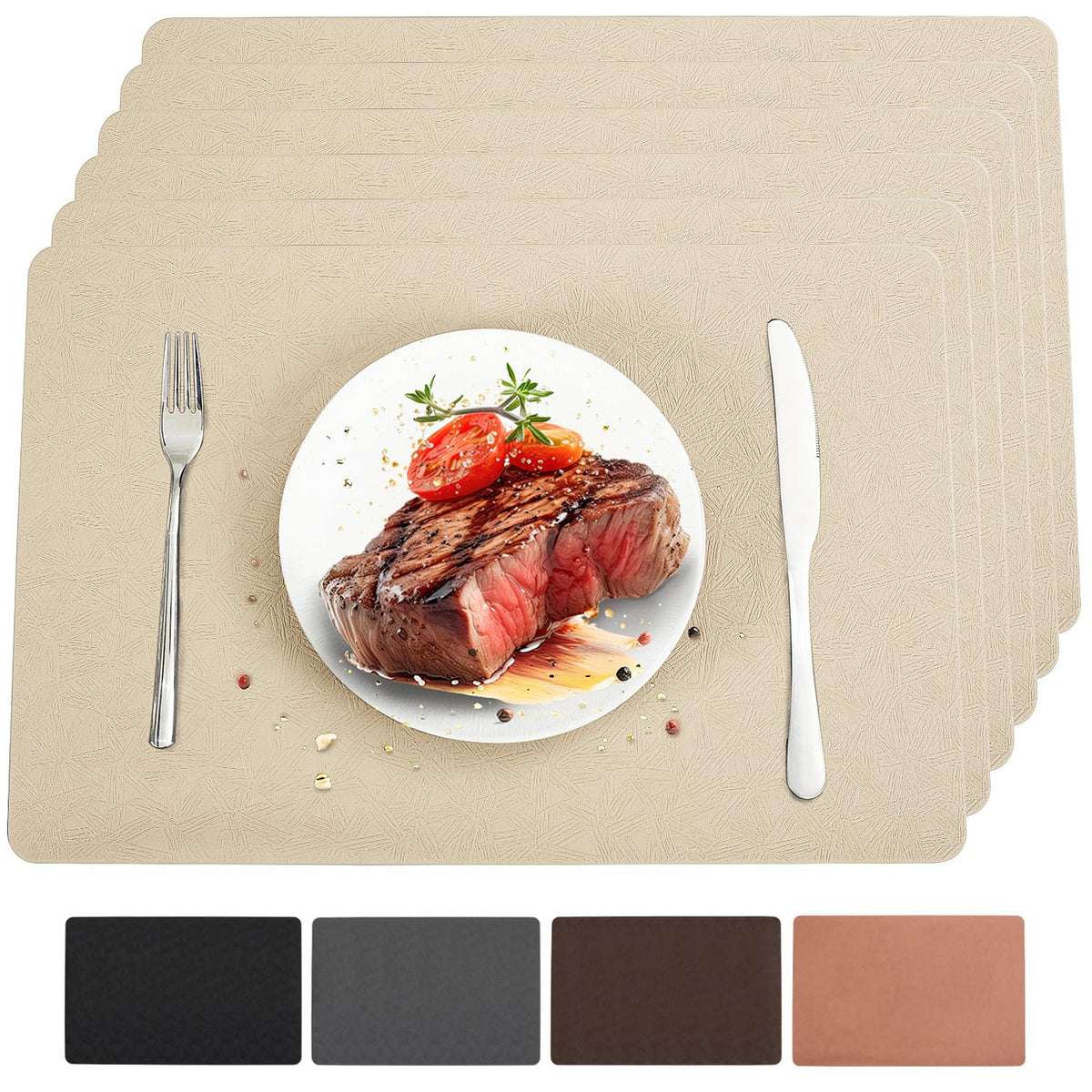 Vinyl Plastic Placemats Set of 6 Waterproof Wipeable Table Mats