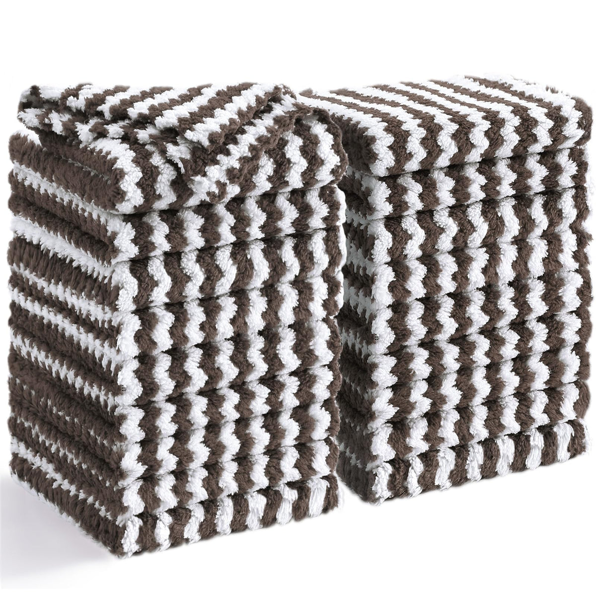 Homaxy 12 Pack Coral Velvet Dish Cloths, 10 x 10 inches, Dark Grey