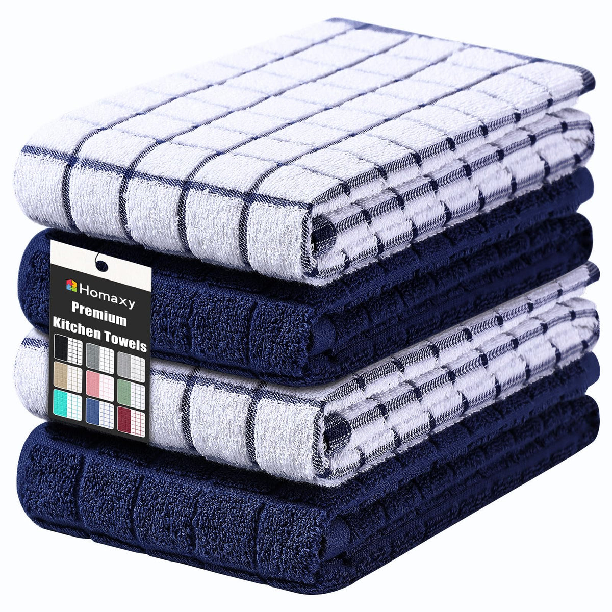 Homaxy Large Premium Cotton Kitchen Towels 16"x 28", 6 Pack, Grey