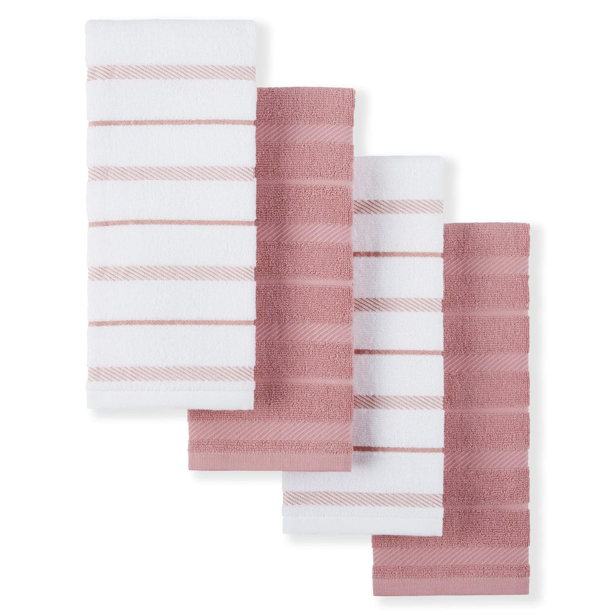 KitchenAid Albany Kitchen Towel 4-Pack Set, Milkshake Tan/White, 16"x26"