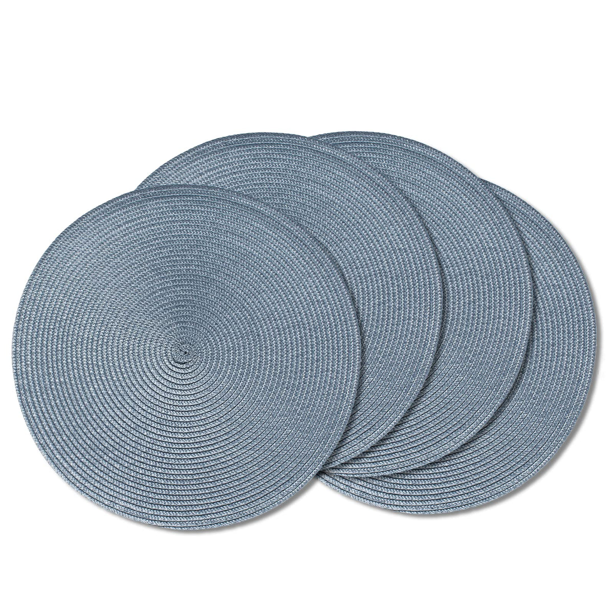 AHHFSMEI Round Placemats Set of 6 Heat Resistant Washable Non-Slip Woven Braided Table Mats for Dining Table Kitchen & Home Decor (Black)