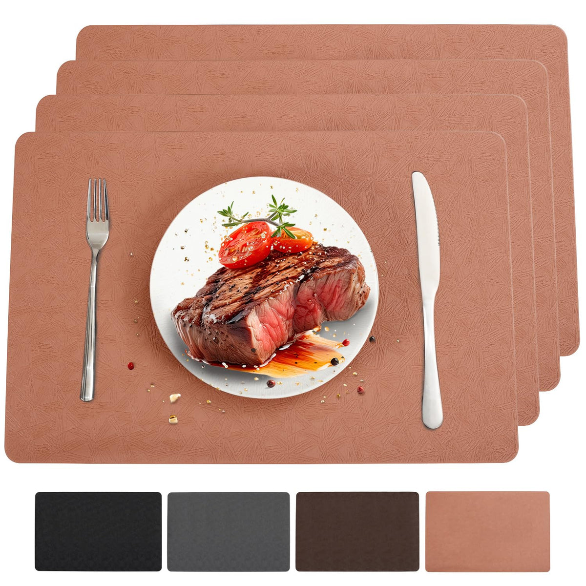 Vinyl Plastic Placemats Set of 6 Waterproof Wipeable Table Mats