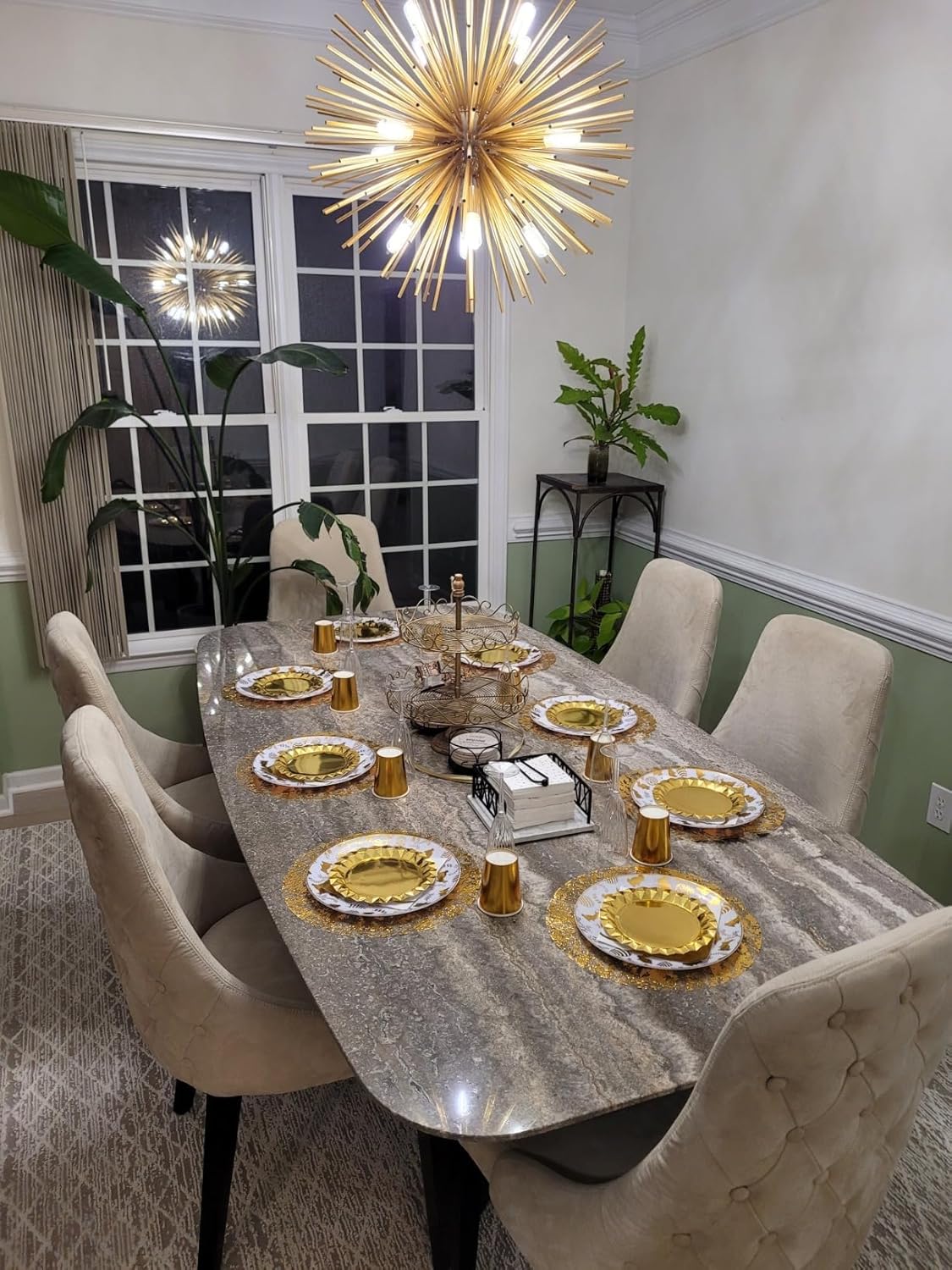Gold Disposable Placemats 13 Inch Metallic Foil Round Gold Doiliesof 50 Set Charge Place Mats Pressed for Home Decoration Dining Table Wedding Birthday Party