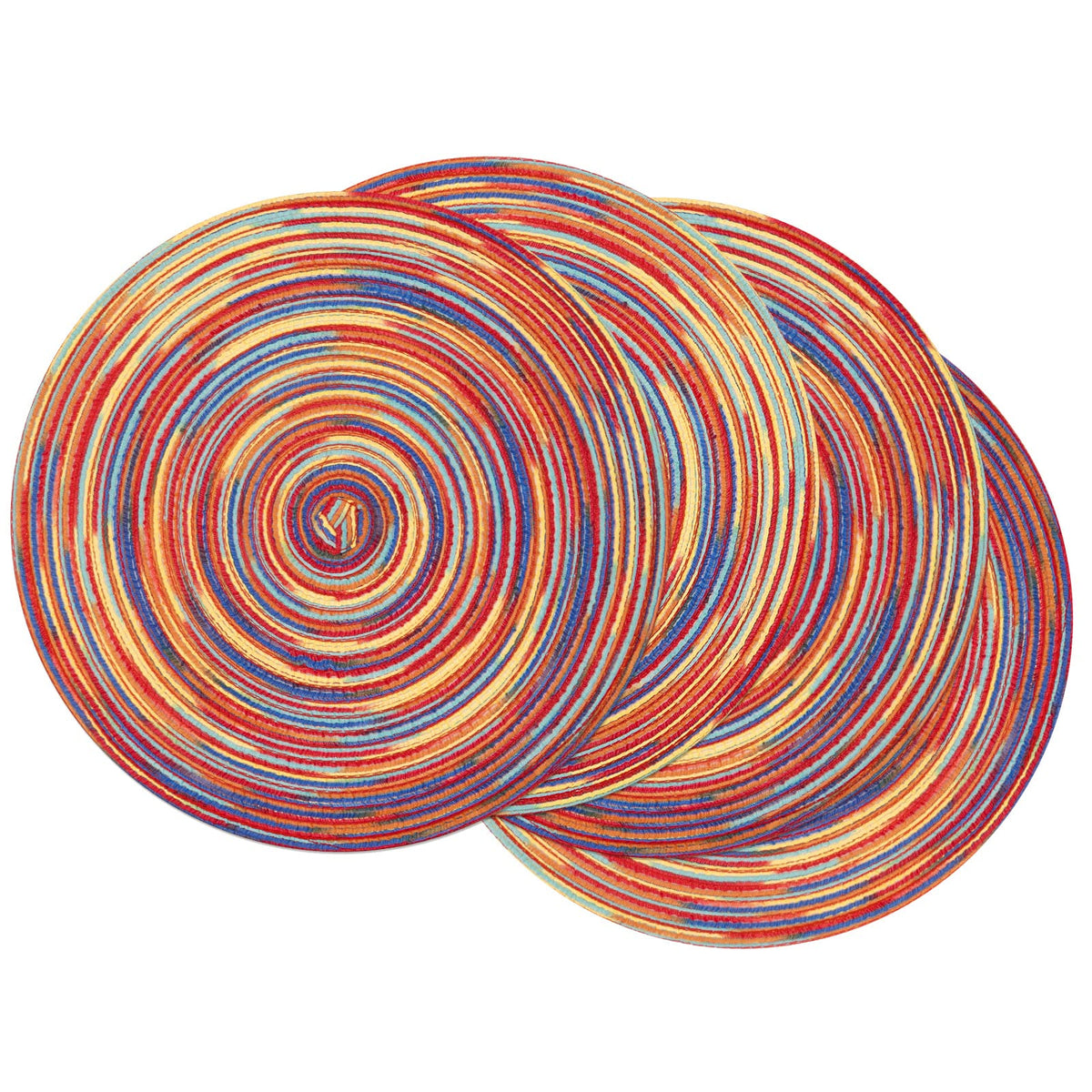 SHACOS Round Braided Placemats Set of 4 Washable Place Mats for Dining Tables 15 inch Non Slip Kitchen Table Mats (Beige, 4)