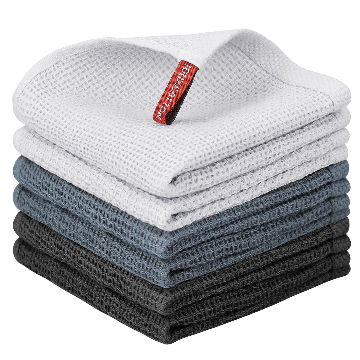 Nialnant 6 Pack Kitchen Towels and Dishcloths Sets,100% Cotton Soft Absorbent Quick Drying Dish Towels for Kitchen,Washing Dishes,12x12 Inches, Multi Color