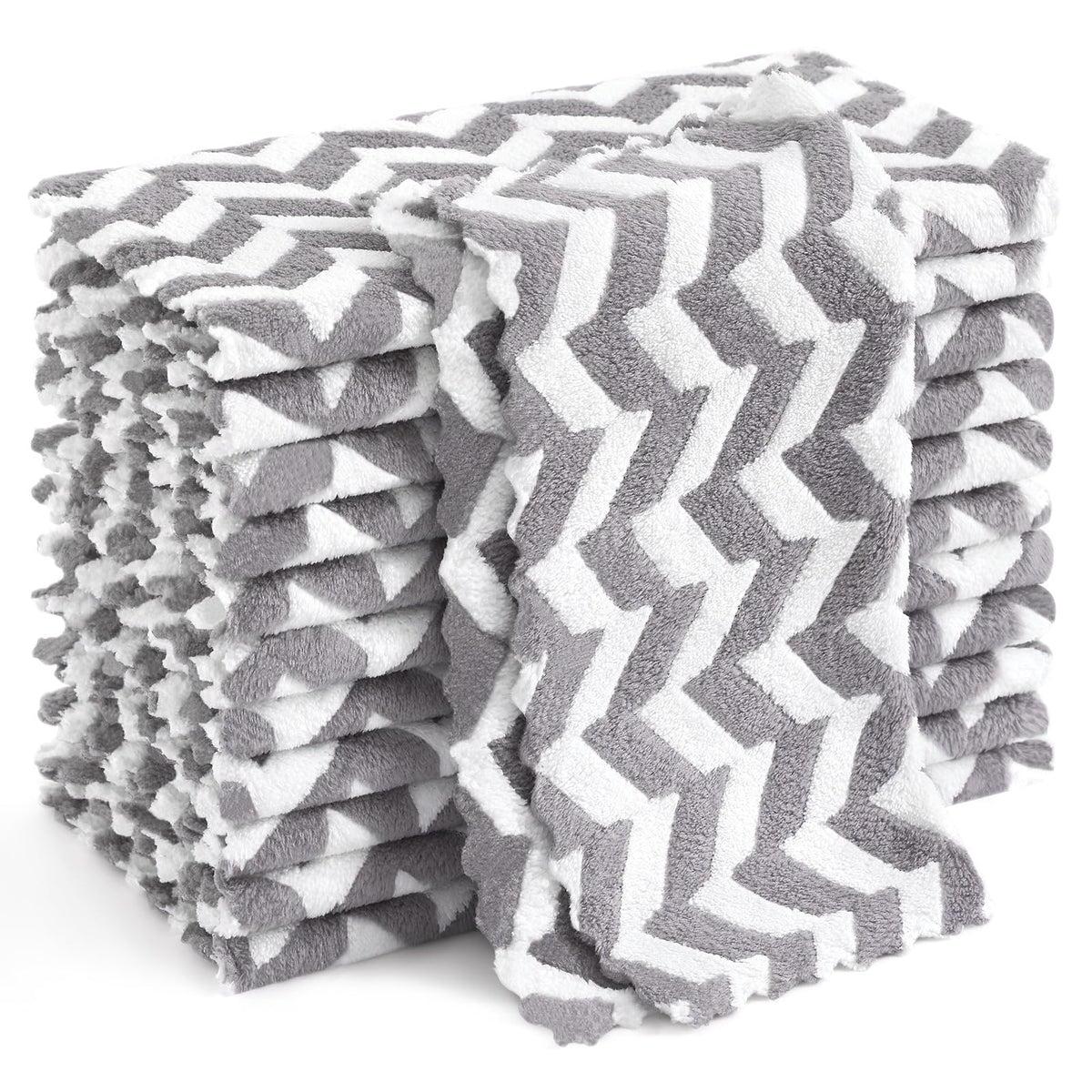 Homaxy 12 Pack Coral Velvet Dish Cloths, 10 x 10 inches, Dark Grey