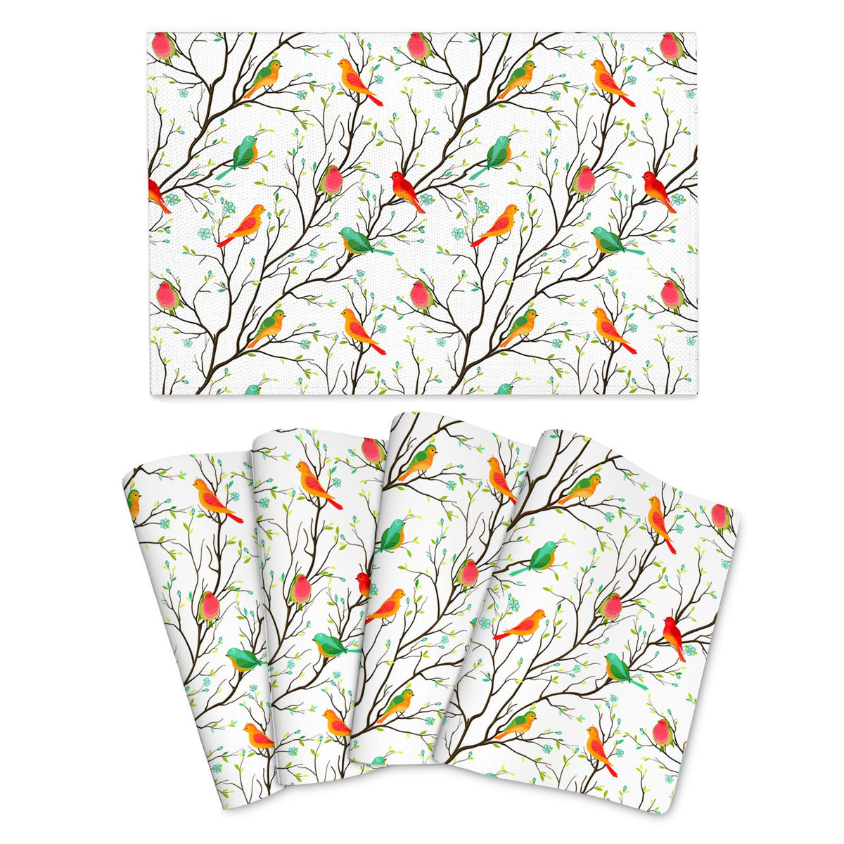 Boho Floral Placemats Set of 4, Colorful Dining Table Mats 12"x18"