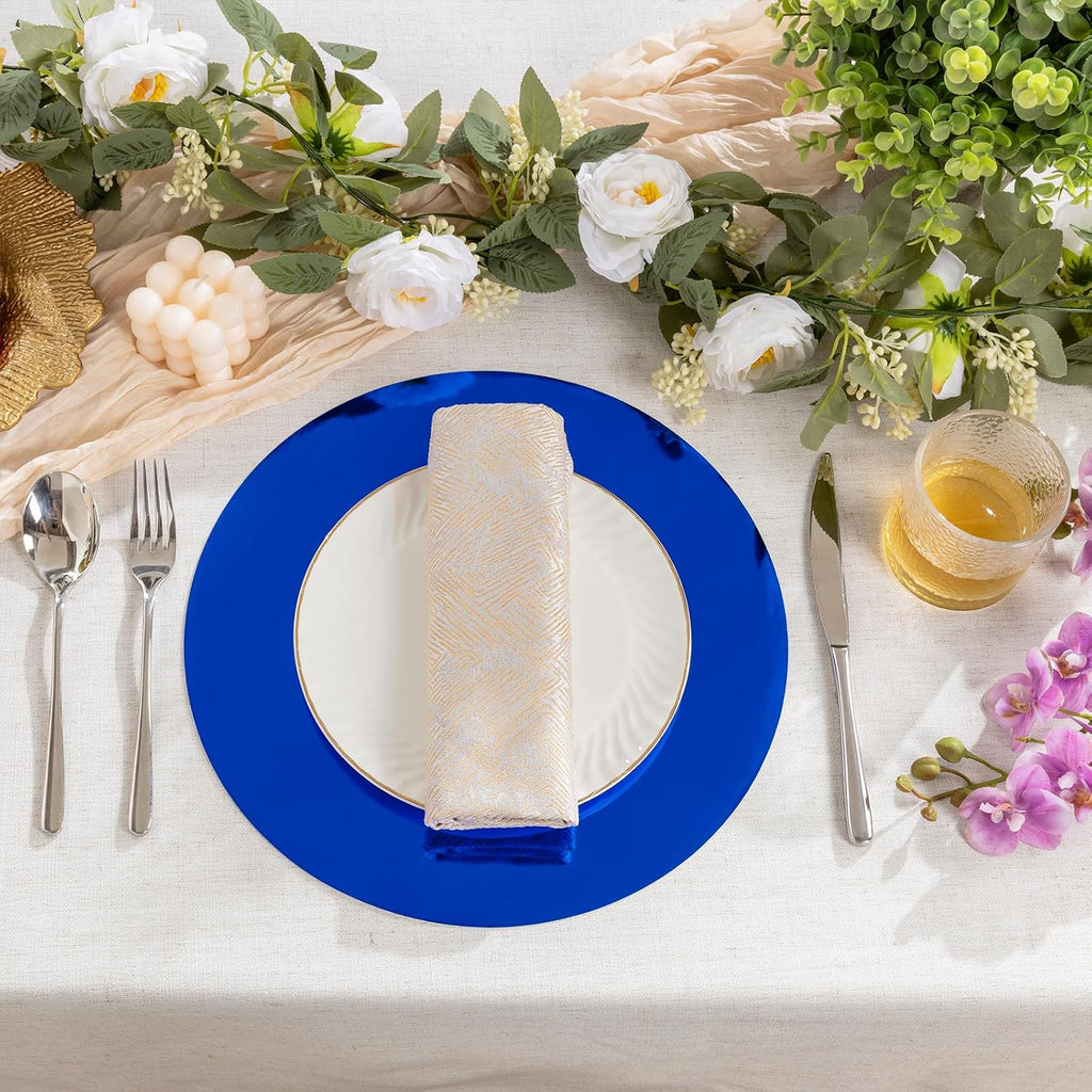 SHACOS 50Pcs Round Blue Placemats 13" Paper Place Mats Disposable