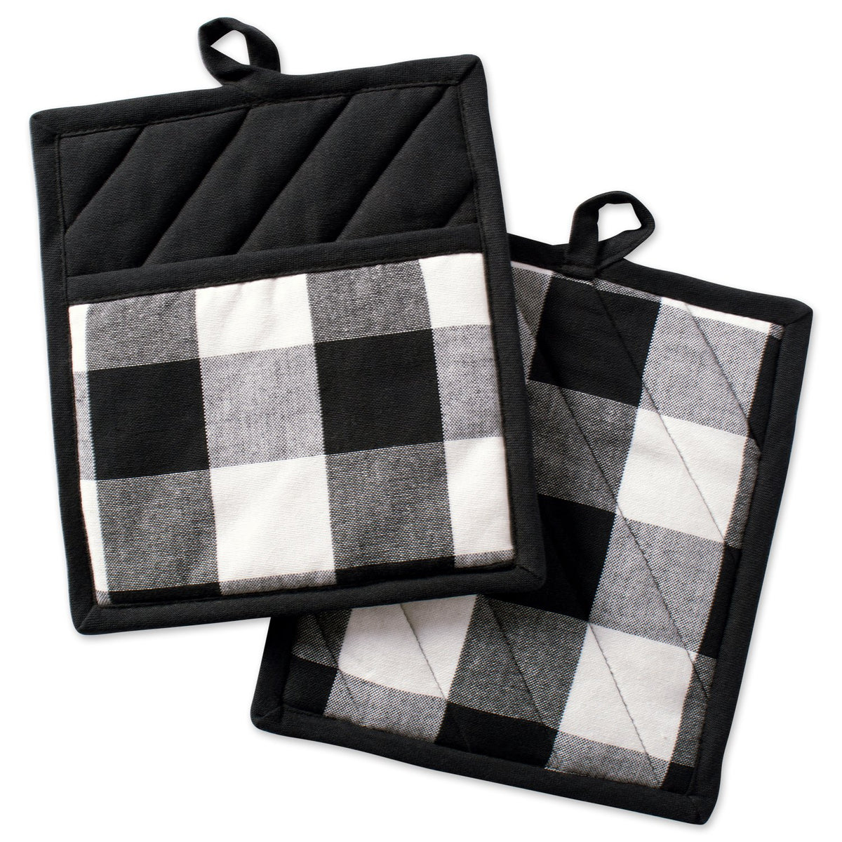 DII Buffalo Check Kitchen Collection, Classic Farmhouse Kitchen Set, Oven Mitt, Black & White, 2 Piece