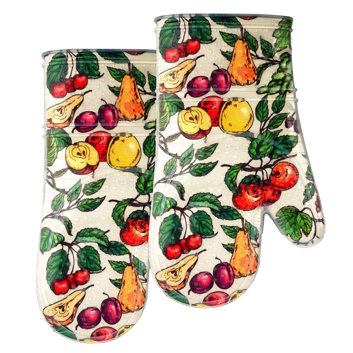 Oven Mitts with Transparent Clear Silicone Shell and Nice Cacturs Flower Printing