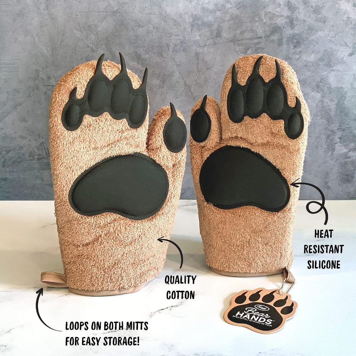 Genuine Fred Bear Hands Bear Paw Oven Mitts with Silicone Grip