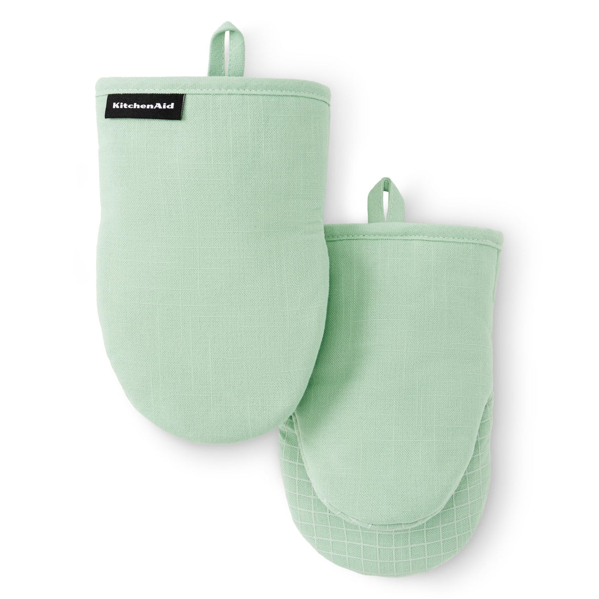KITCHENAID Gourmet Series Gridlines Mini Oven Mitts 2-Pack Set, Heat Resistant up to 600°F, Soft Silicone Grip, Magnetic Cuff, Passion Red, 5.5"x9"