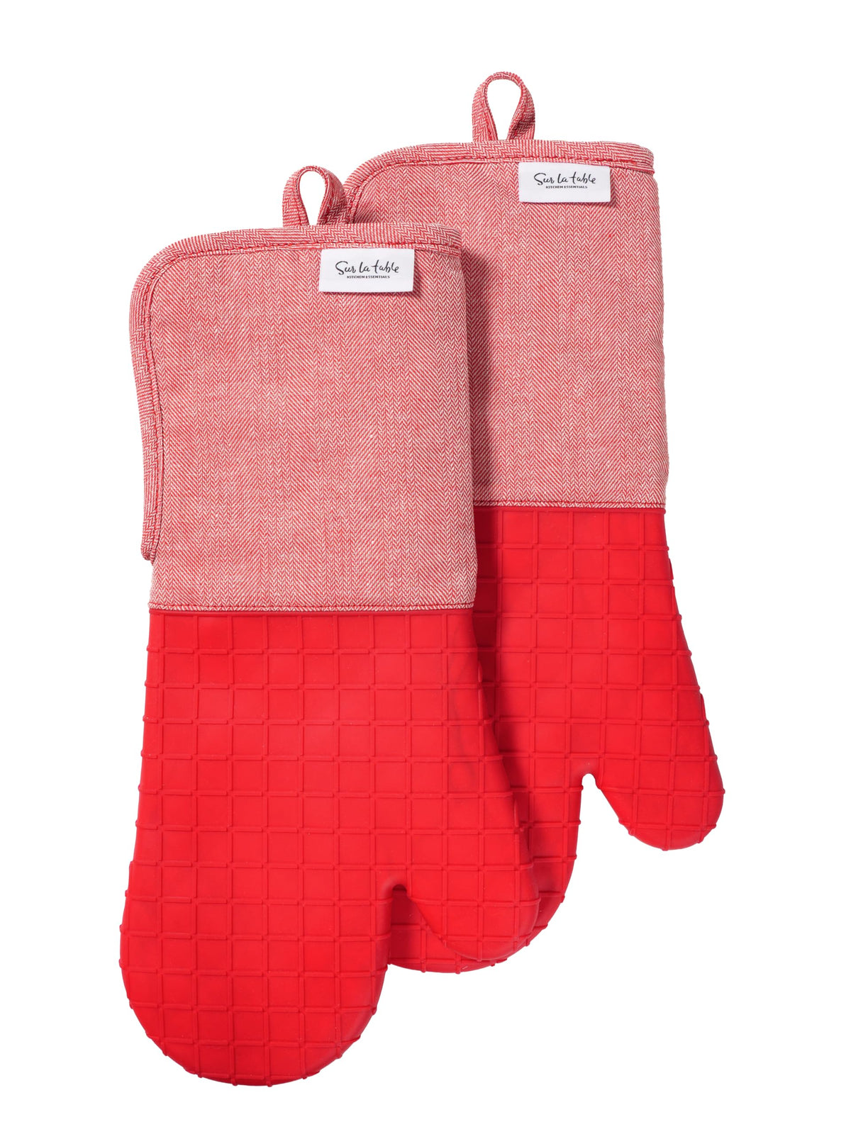 Sur La Table Kitchen Essentials Set of 2 Silicone Oven Mitts, Heat Resistant to 550°F (Green)