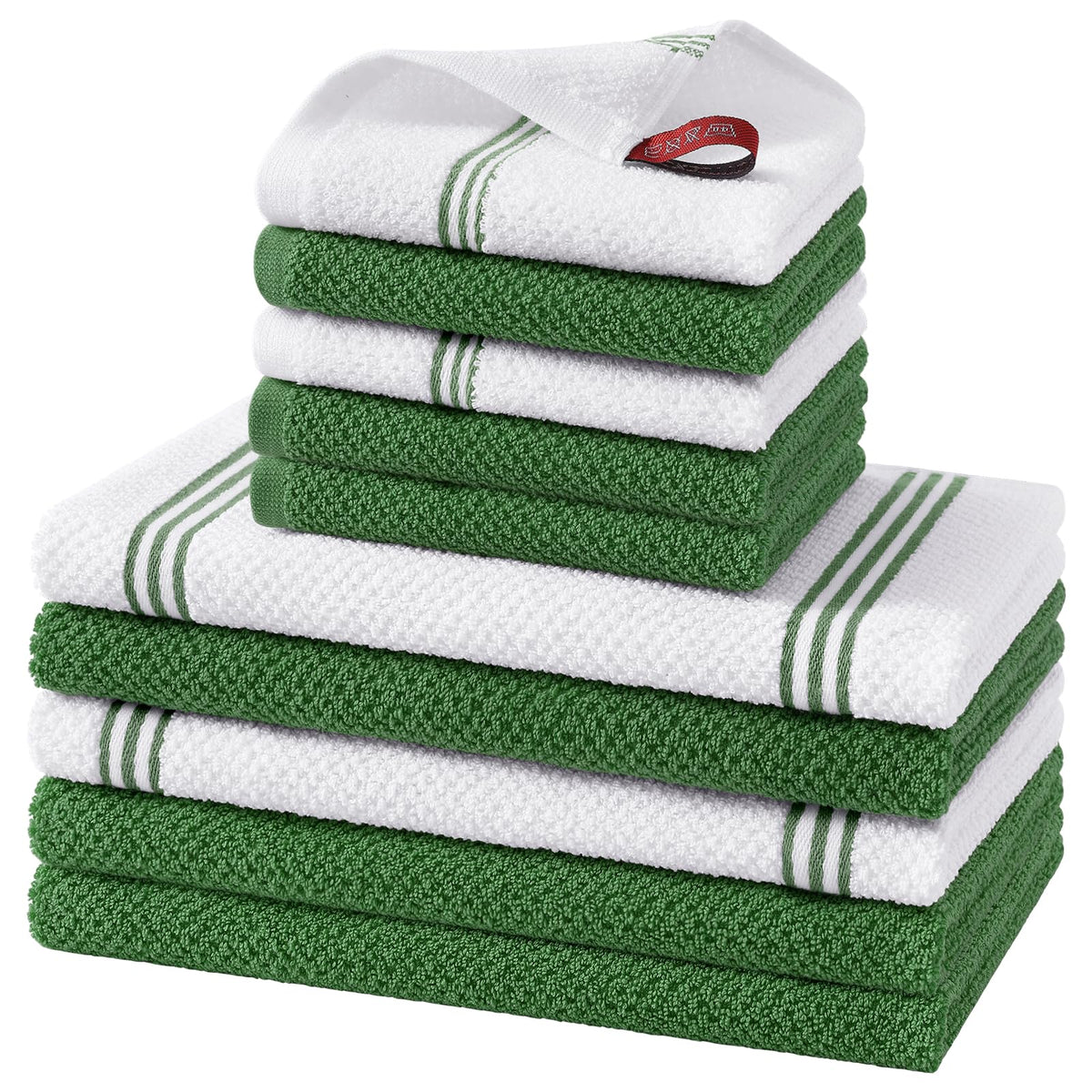 Homaxy Dual Design Kitchen Towels and Dishcloths Set, 8 Pack, Dark Grey