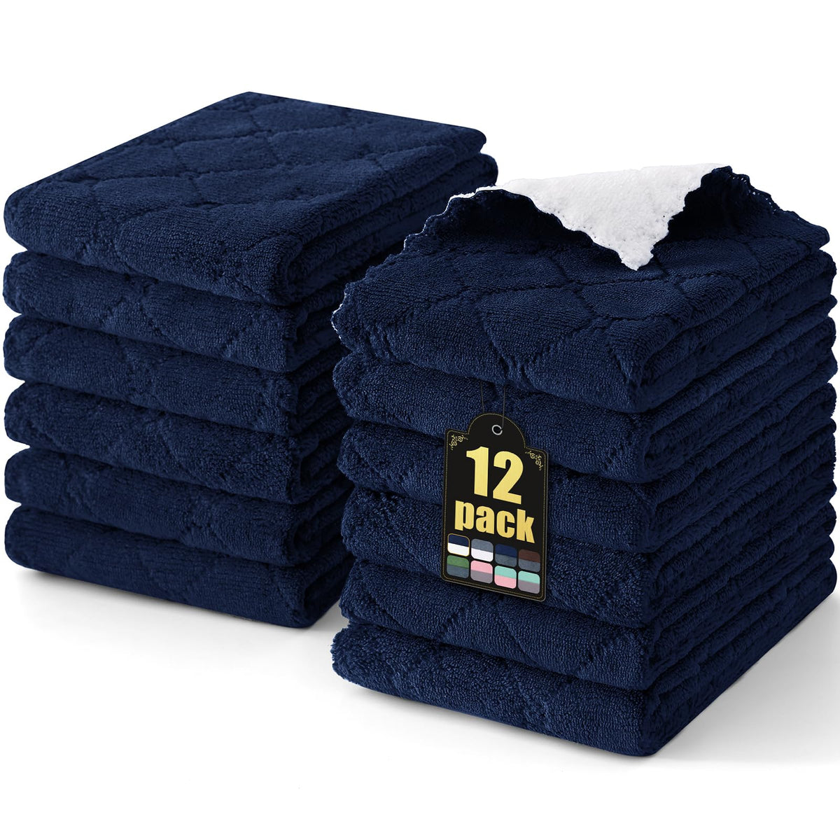 Mordimy 12 Pack Soft and Absorbent Kitchen Cloths, Dark Grey & White