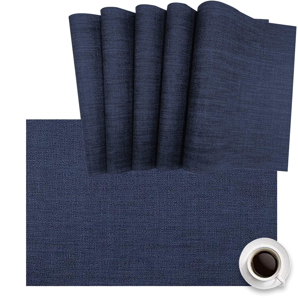 DACHUI Placemats Set of 6, Linen Look Woven Place Mats (Beige)