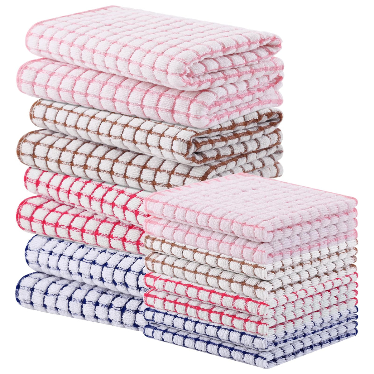 Homaxy Cotton Terry Kitchen Towels and Dishcloths Set of 8, Mixed Color