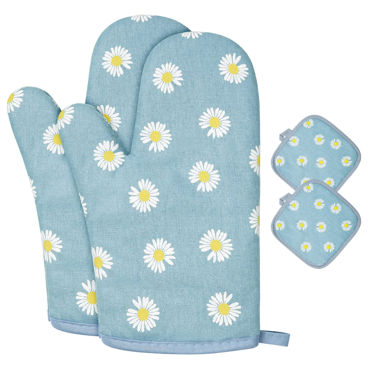 AUAUY Oven Mitts and Pot Holders 6PCS Set, 392°F Heat Resistant BBQ Gloves