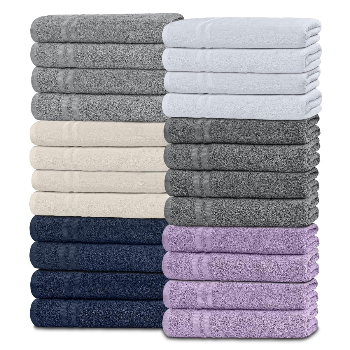 Premium Dish Towels for Kitchen, 8 Pack, 16x26 - 100% Cotton Kitchen Towels with Hanging Loop, Ultra Absorbent and Thick 410 GSM, Multicolor