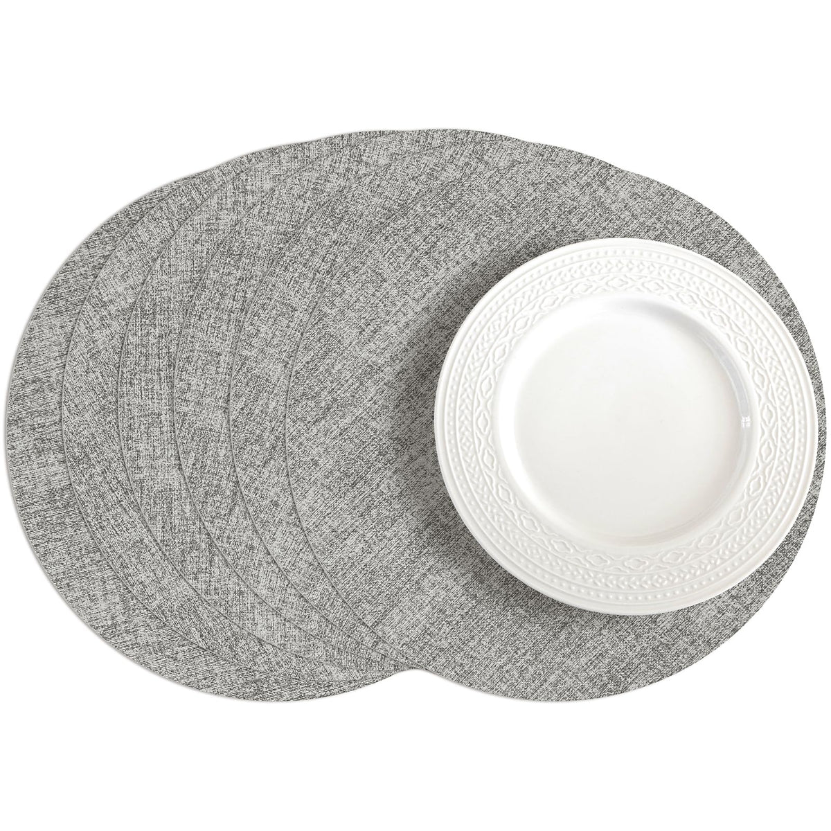 Romanstile Faux Leather Vinyl Placemats Set of 6, Beige