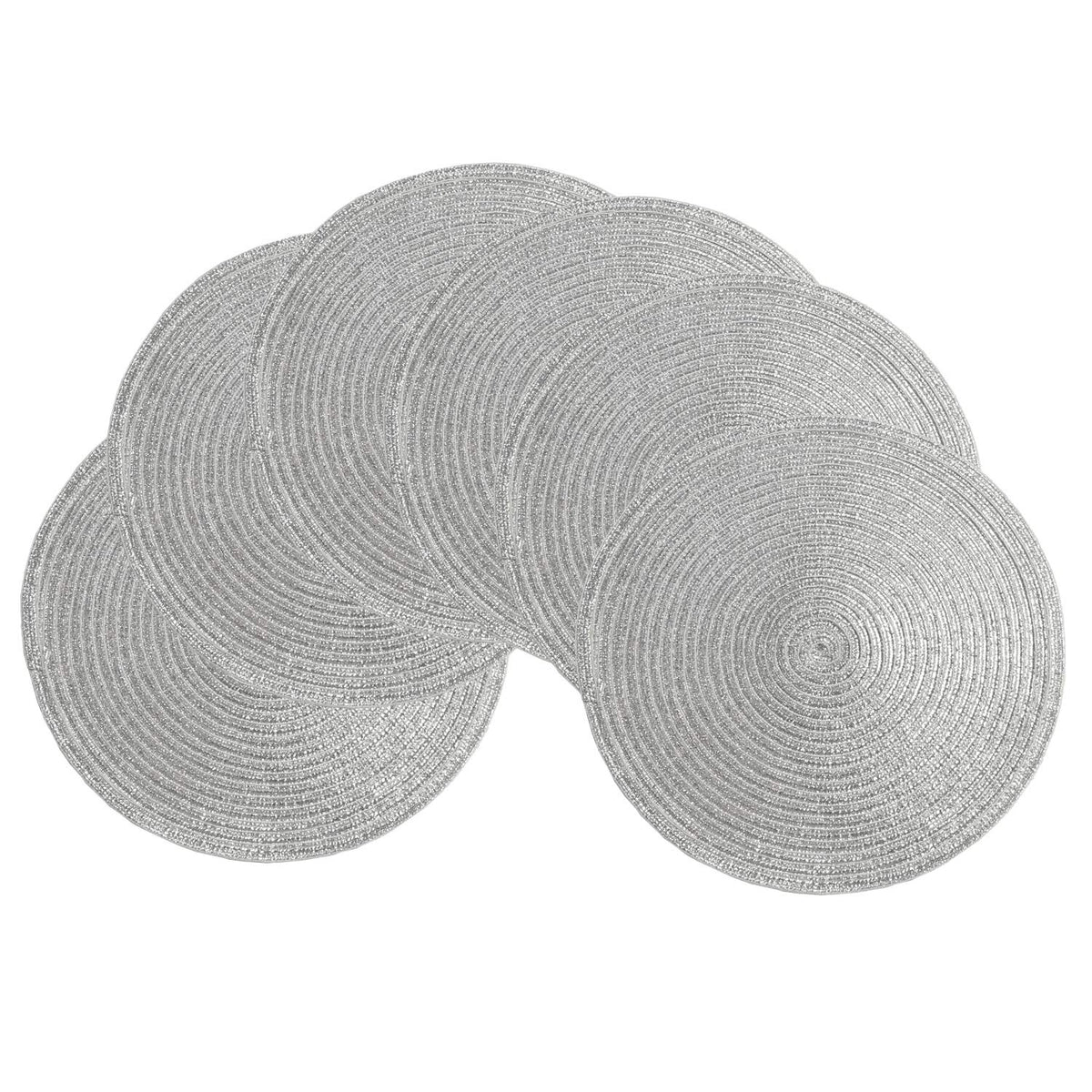 SHACOS Round Braided Placemats Set of 4 Washable Place Mats for Dining Tables 15 inch Non Slip Kitchen Table Mats (Beige, 4)