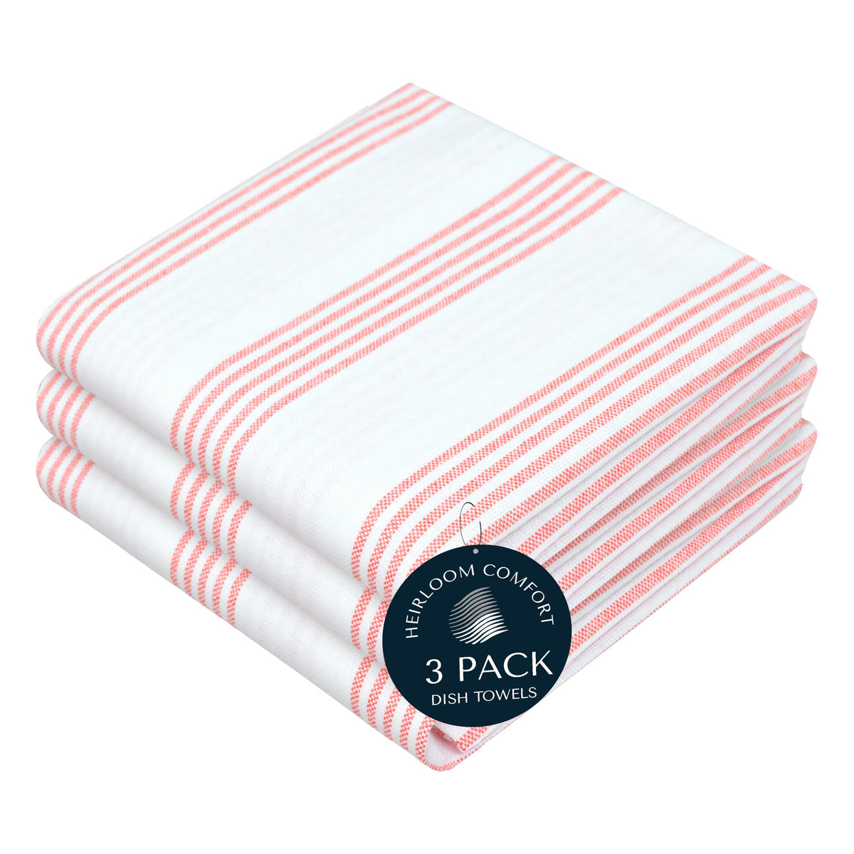 Rust Stripe Dish Towels, 5 Pack, 100% Cotton, Super Absorbent and Quick Dry, Multi Pin Striped Kitchen Towel Set, Durable Wash Cloths for Kitchen Use, Cleaning & Drying Dishes