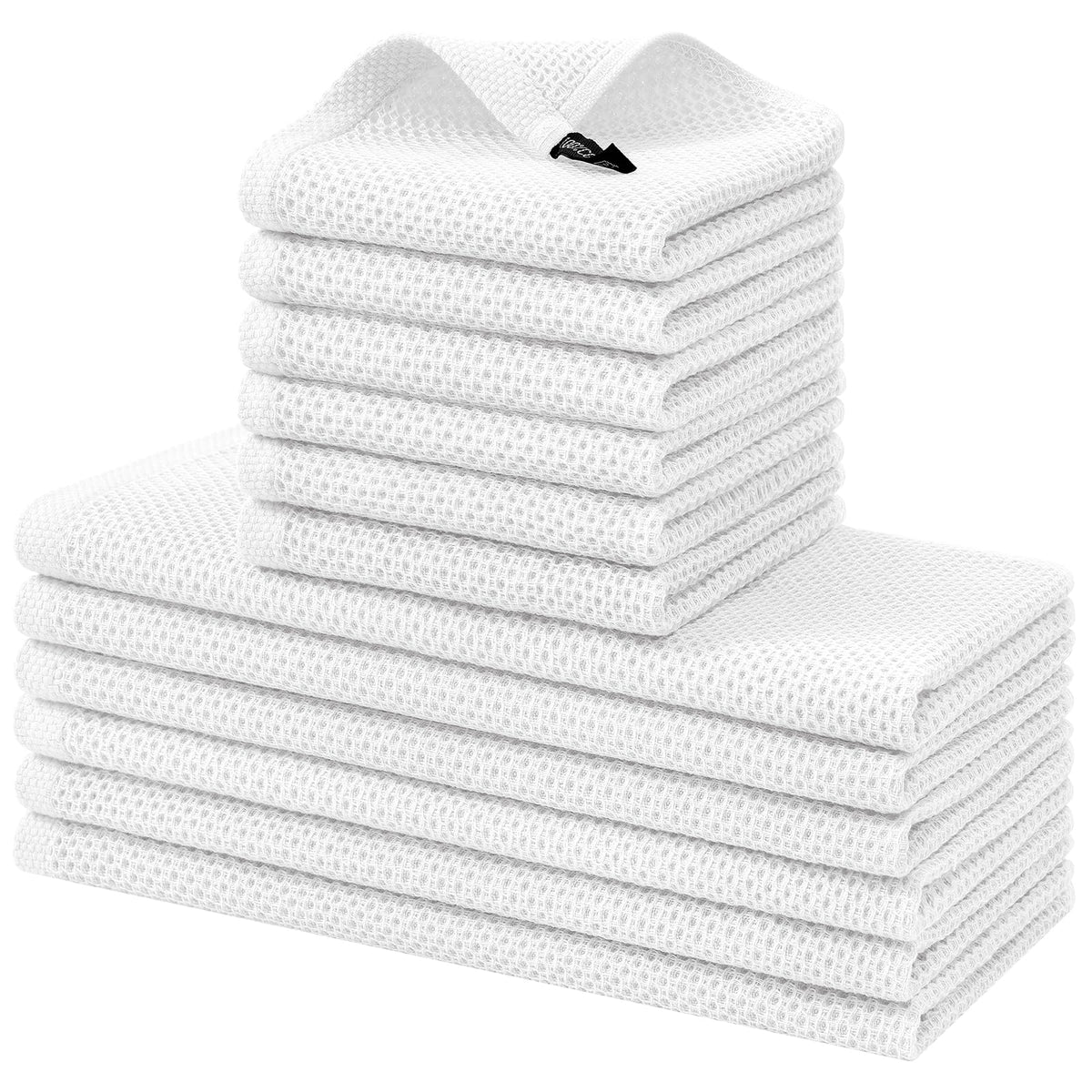 Kitinjoy 100% Cotton Kitchen Towels and Dishcloths Set, 8 Pack- Beige