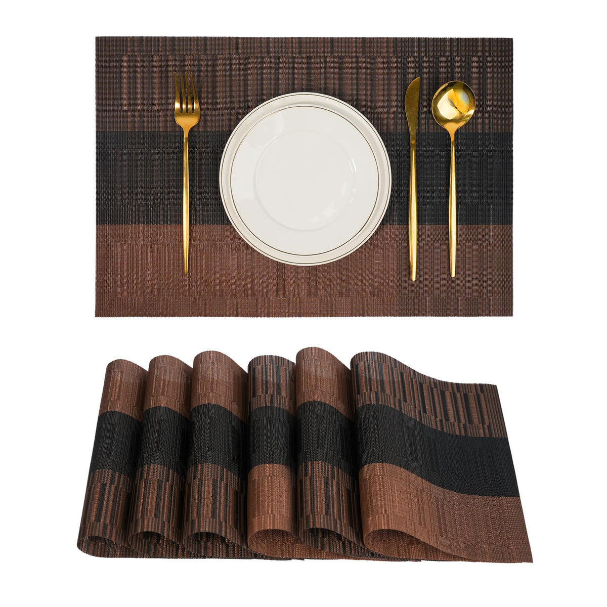 Placemats Set of 8，Non-Slip PVC Weave Table Mats Easy to Clean，Heat Resistant Place Mats for Kitchen Dining Table Decoration Indoor Outdoor，Beige