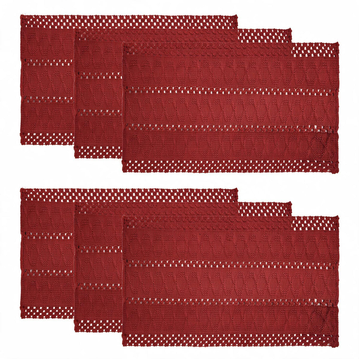 Artoid Mode Black Woven Rustic Hollow Placemats Set of 4-12x18 Inch