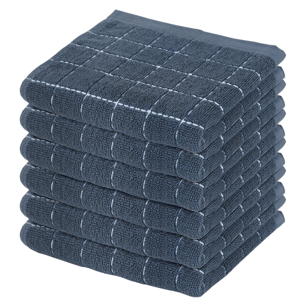 Mordimy Cotton Terry Checkered Kitchen Towels, 16"x 26", 4 Pack, Tan