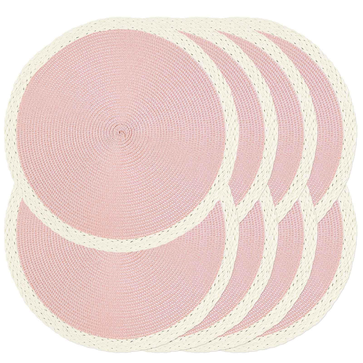 Round Placemats Set of 4, Woven Table Mats, Thin Edge, Black