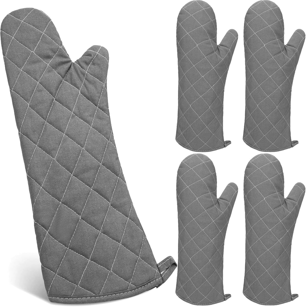 2 Pairs 17 Inch Extra Long Oven Mitts Heat Resistant, Grey