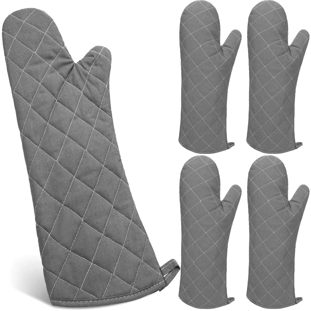 2 Pairs 17 Inch Extra Long Oven Mitts Heat Resistant, Grey