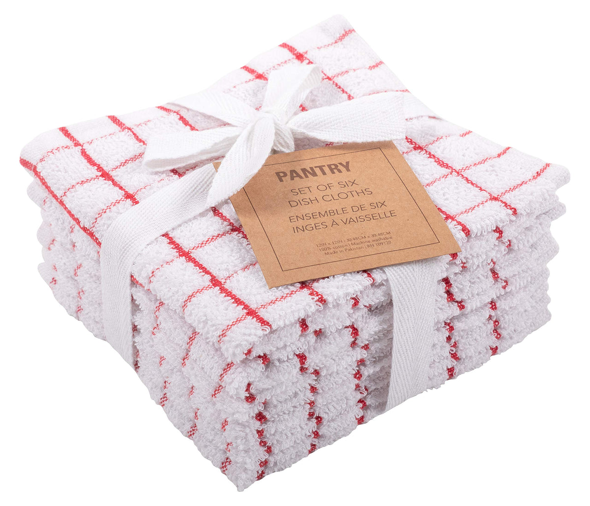 KAF Home Pantry 100% Cotton Checkered Grid Dish Cloths | Set of 6, 12 x 12 Inches | Absorbent and Machine Washable | Perfect for Cleaning Counters, and Any Household Spills - Gray