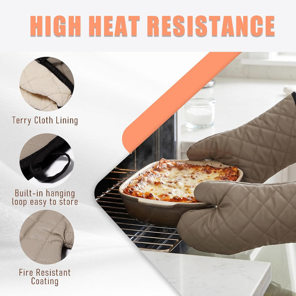 ARCLIBER Grey 13" Quilted Oven Mitts 1 Pair Flame Heat Resistant