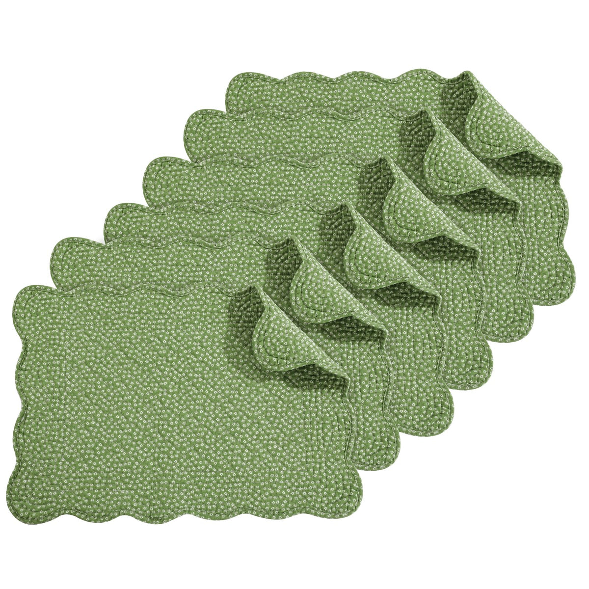 HOMBYS Quilted Placemats Set of 6 Washable-13x18 inches Rectangular Placemats for Kitchen Table-100% Cotton Fabric Rectangular Table Mats, (Light Blue)
