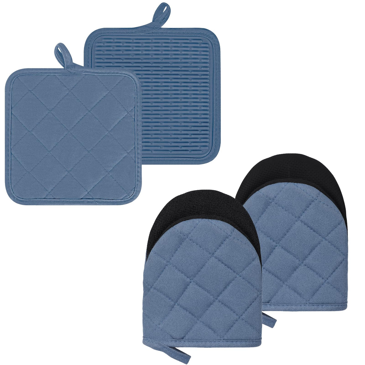 Goldmeet Mini Oven Mitts 2-Pack, 7"x5.5", 500°F Silicone Grip, Gray
