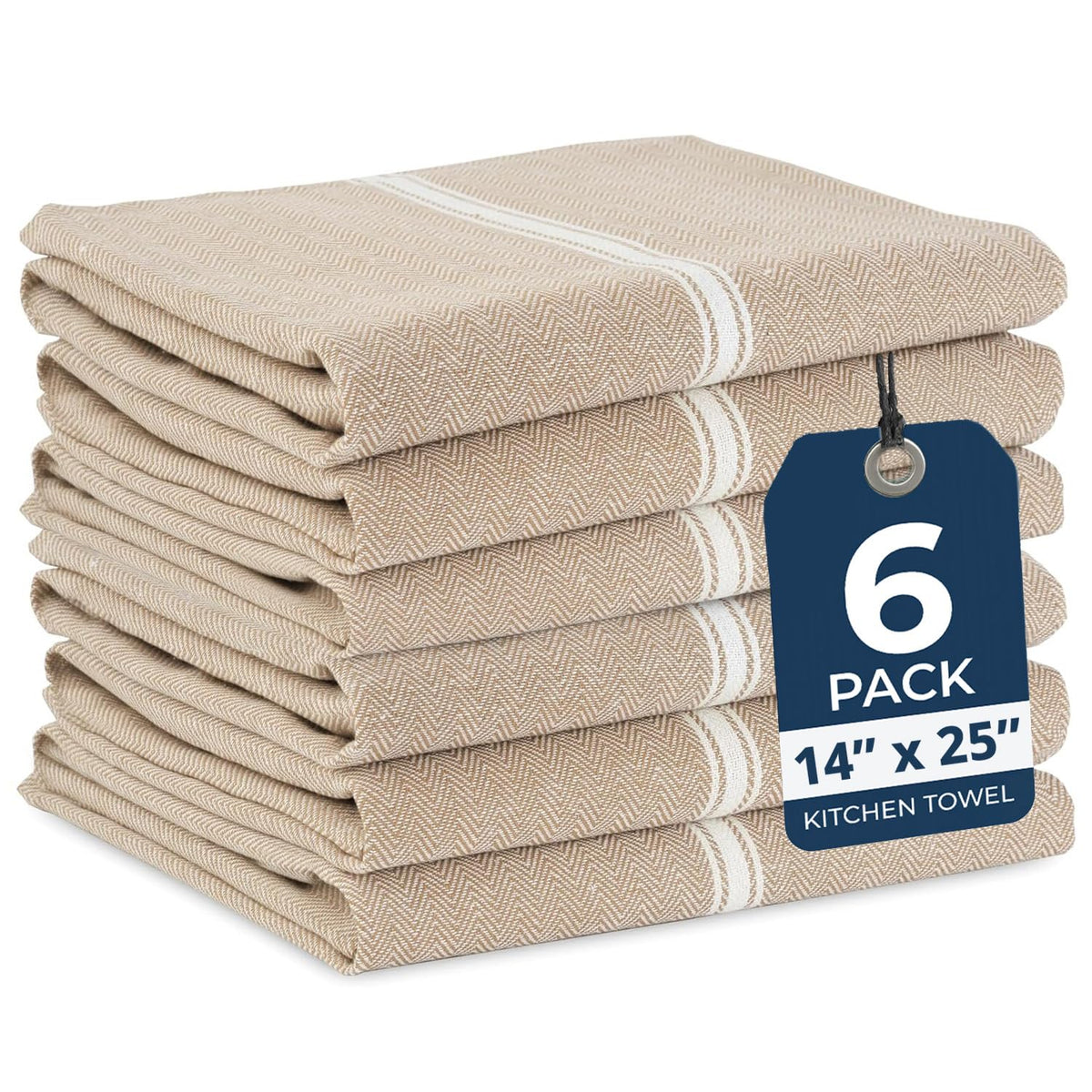 LANE LINEN Dish Towels for Kitchen 100% Cotton Absorbent Lint-Free 6 Pack